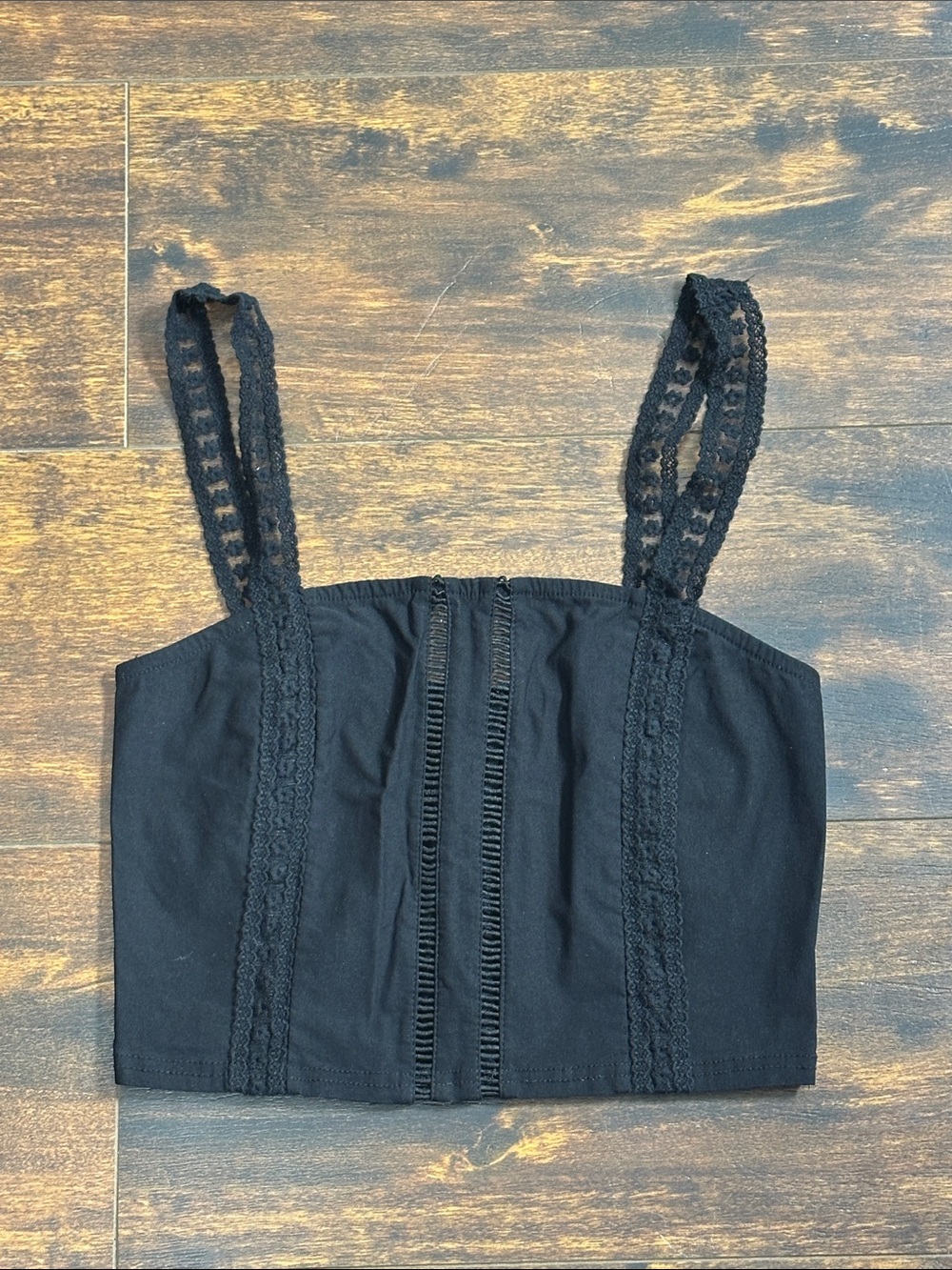 🖤 Blue Blush Corset Style Lace Crop Tank M Whimsigoth Fairy